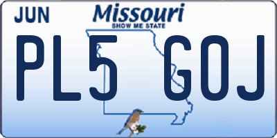 MO license plate PL5G0J