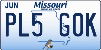 MO license plate PL5G0K