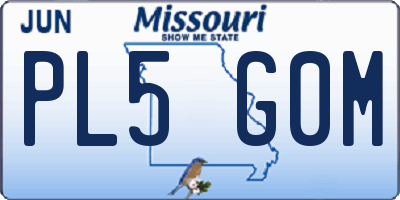 MO license plate PL5G0M
