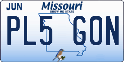 MO license plate PL5G0N