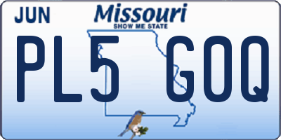 MO license plate PL5G0Q