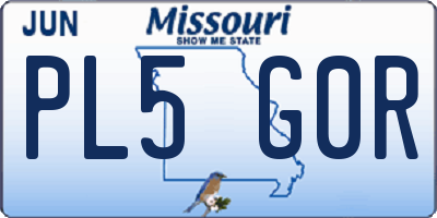 MO license plate PL5G0R