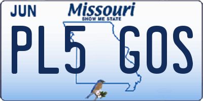 MO license plate PL5G0S