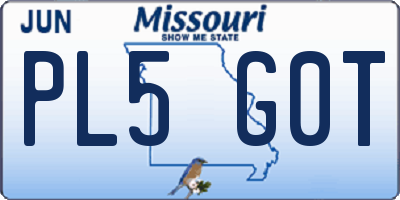 MO license plate PL5G0T