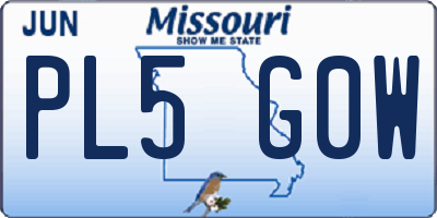 MO license plate PL5G0W