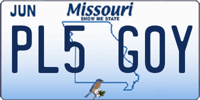 MO license plate PL5G0Y