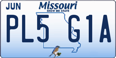 MO license plate PL5G1A