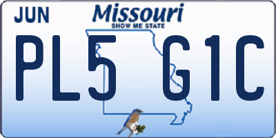 MO license plate PL5G1C