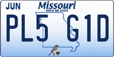 MO license plate PL5G1D