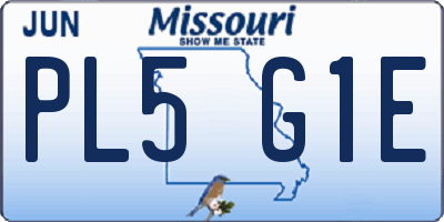 MO license plate PL5G1E