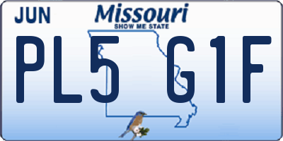 MO license plate PL5G1F