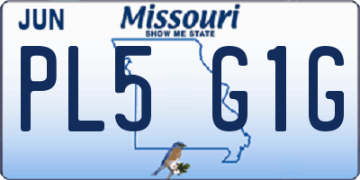 MO license plate PL5G1G