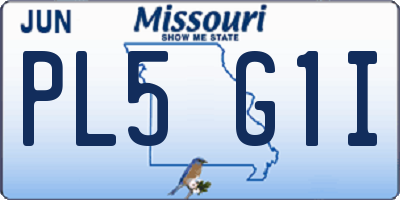 MO license plate PL5G1I