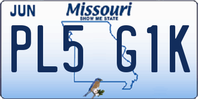 MO license plate PL5G1K