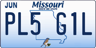 MO license plate PL5G1L