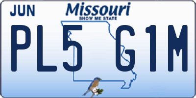 MO license plate PL5G1M