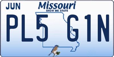 MO license plate PL5G1N
