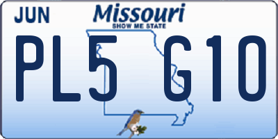 MO license plate PL5G1O