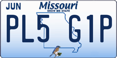 MO license plate PL5G1P