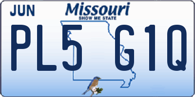 MO license plate PL5G1Q