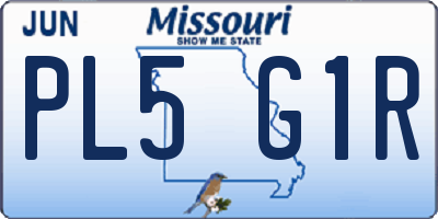 MO license plate PL5G1R