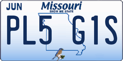 MO license plate PL5G1S