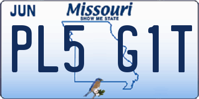 MO license plate PL5G1T
