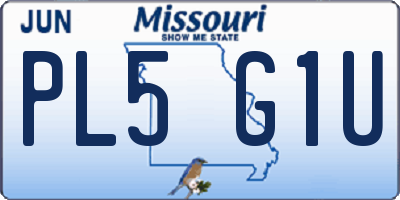 MO license plate PL5G1U