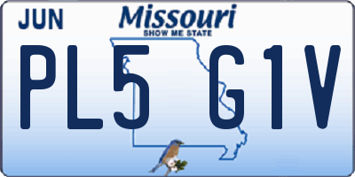 MO license plate PL5G1V