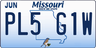 MO license plate PL5G1W