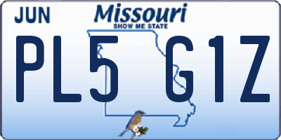 MO license plate PL5G1Z