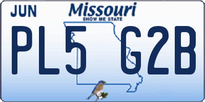 MO license plate PL5G2B