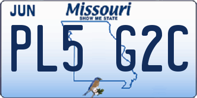 MO license plate PL5G2C