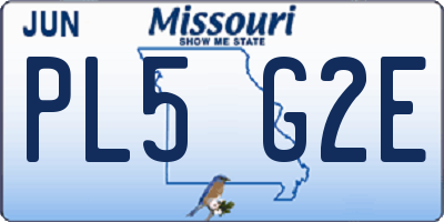 MO license plate PL5G2E