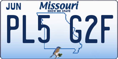MO license plate PL5G2F
