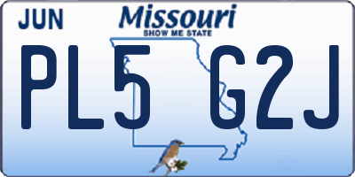 MO license plate PL5G2J