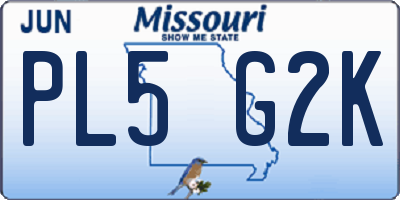 MO license plate PL5G2K