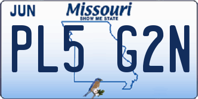 MO license plate PL5G2N