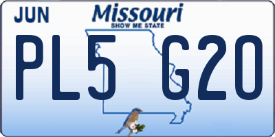 MO license plate PL5G2O