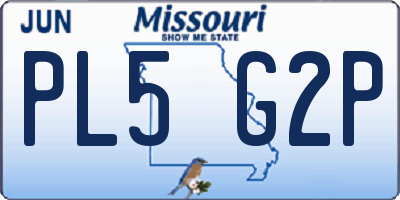 MO license plate PL5G2P