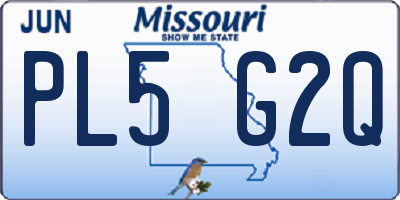 MO license plate PL5G2Q