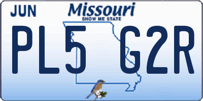 MO license plate PL5G2R