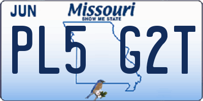 MO license plate PL5G2T