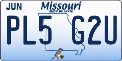 MO license plate PL5G2U