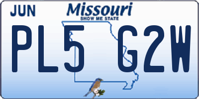 MO license plate PL5G2W