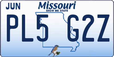 MO license plate PL5G2Z