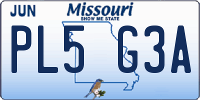 MO license plate PL5G3A