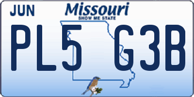 MO license plate PL5G3B