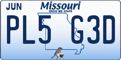 MO license plate PL5G3D