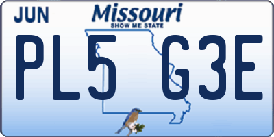 MO license plate PL5G3E
